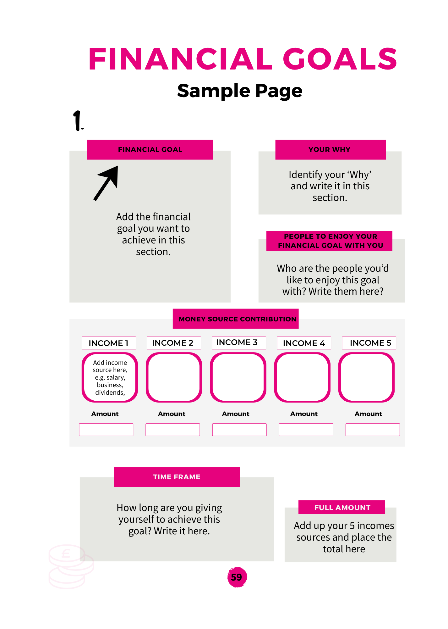 Financial Goals Sample Page Worksheet
